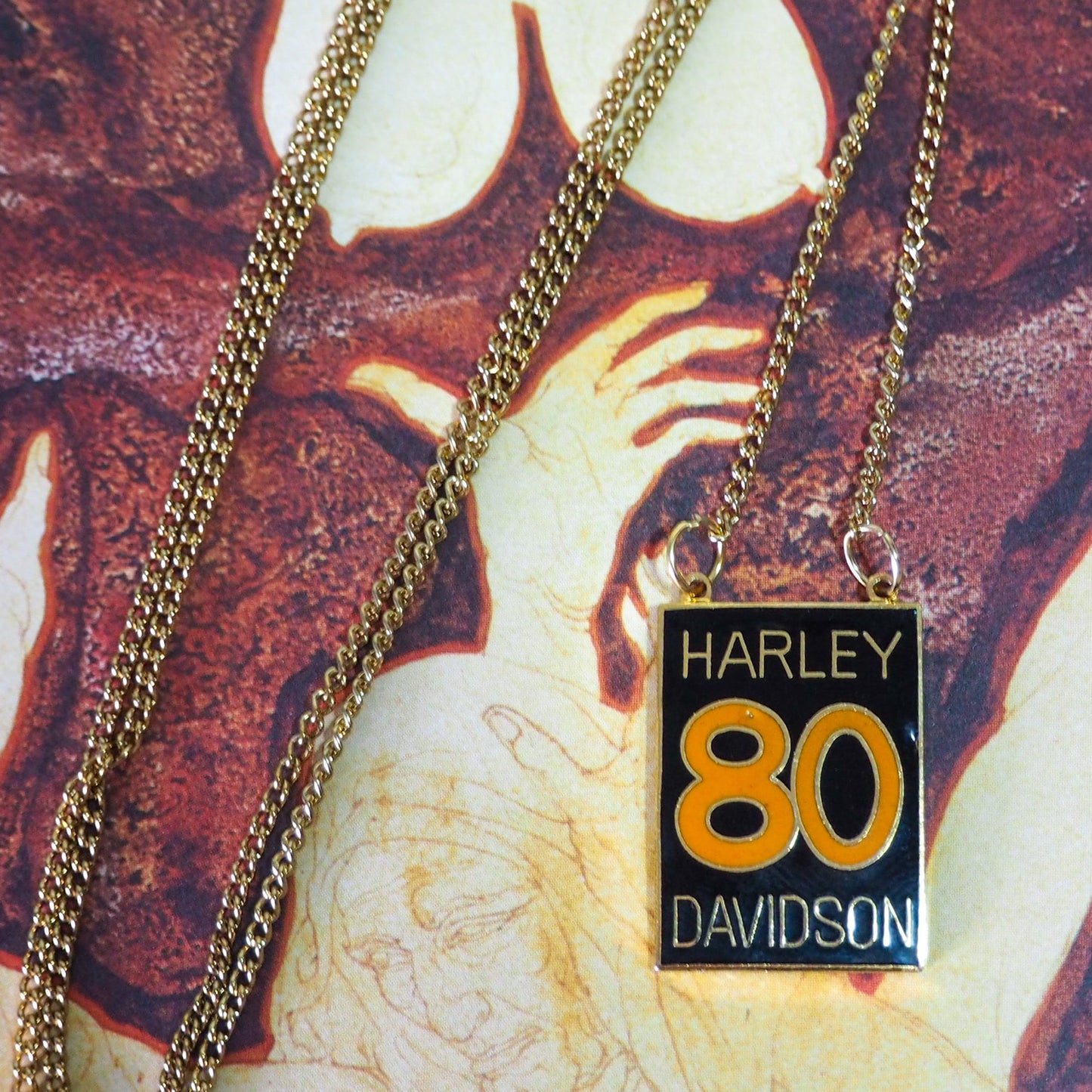 Vintage 1980s Harley Davidson Enamel Necklace