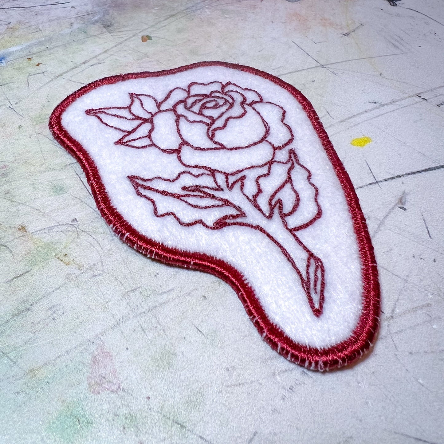Thorny Rose Outline Handmade Patch
