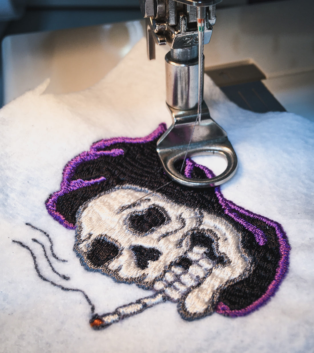 Smoking Grim Reaper Embroidery by Rad Patch Co