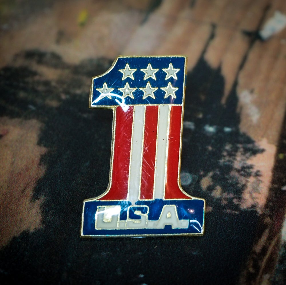 Vintage 1980s USA Number One Enamel Pin
