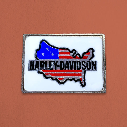 Vintage 1980s Harley Davidson US Flag Enamel Pin