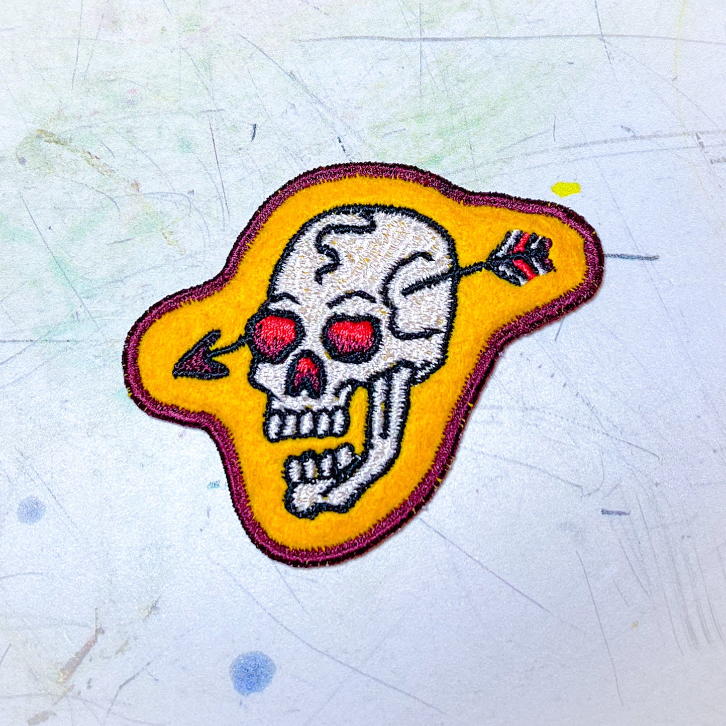 Skull with Arrow Handmade Patch
