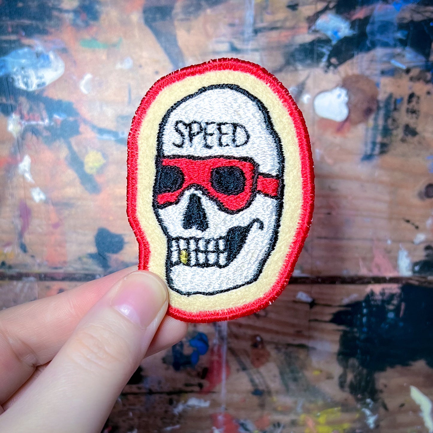 Speed Skull Handmade Patch