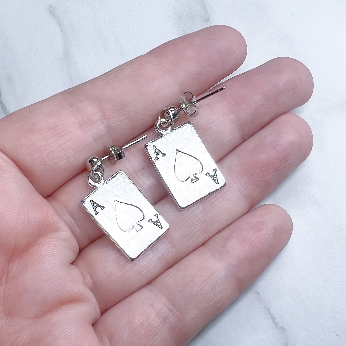 Ace Of Spades Playing Card Earrings