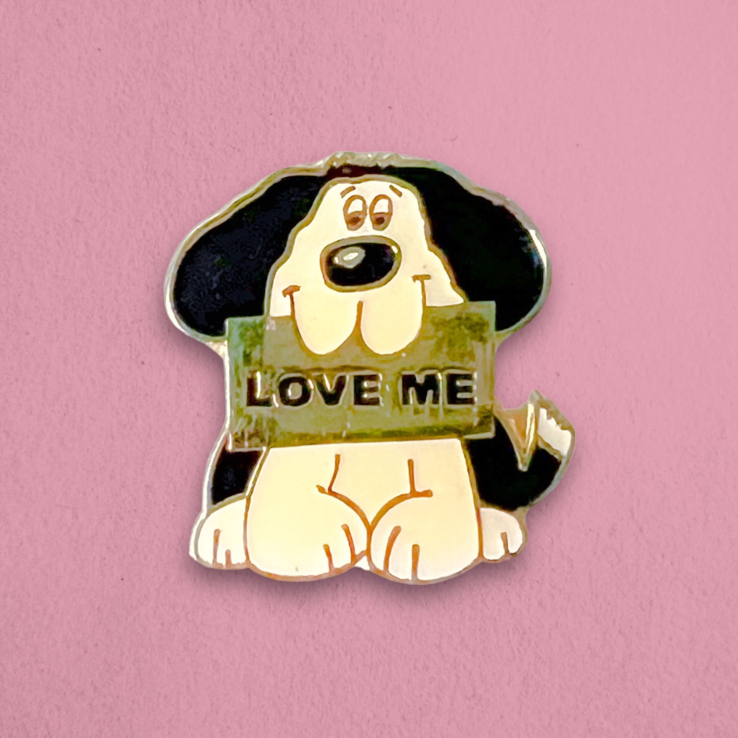 Vintage Love Me Dog Enamel Pin