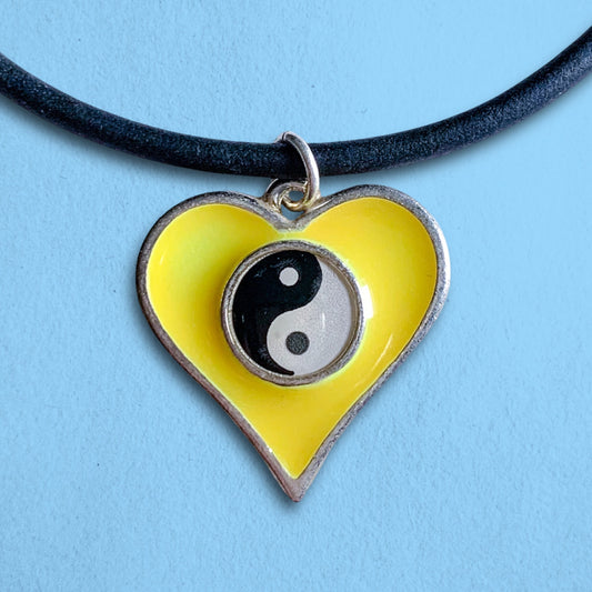 Vintage 1990s Yin Yang Heart Necklace