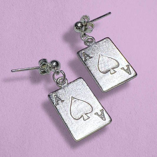 Ace Of Spades Playing Card Earrings