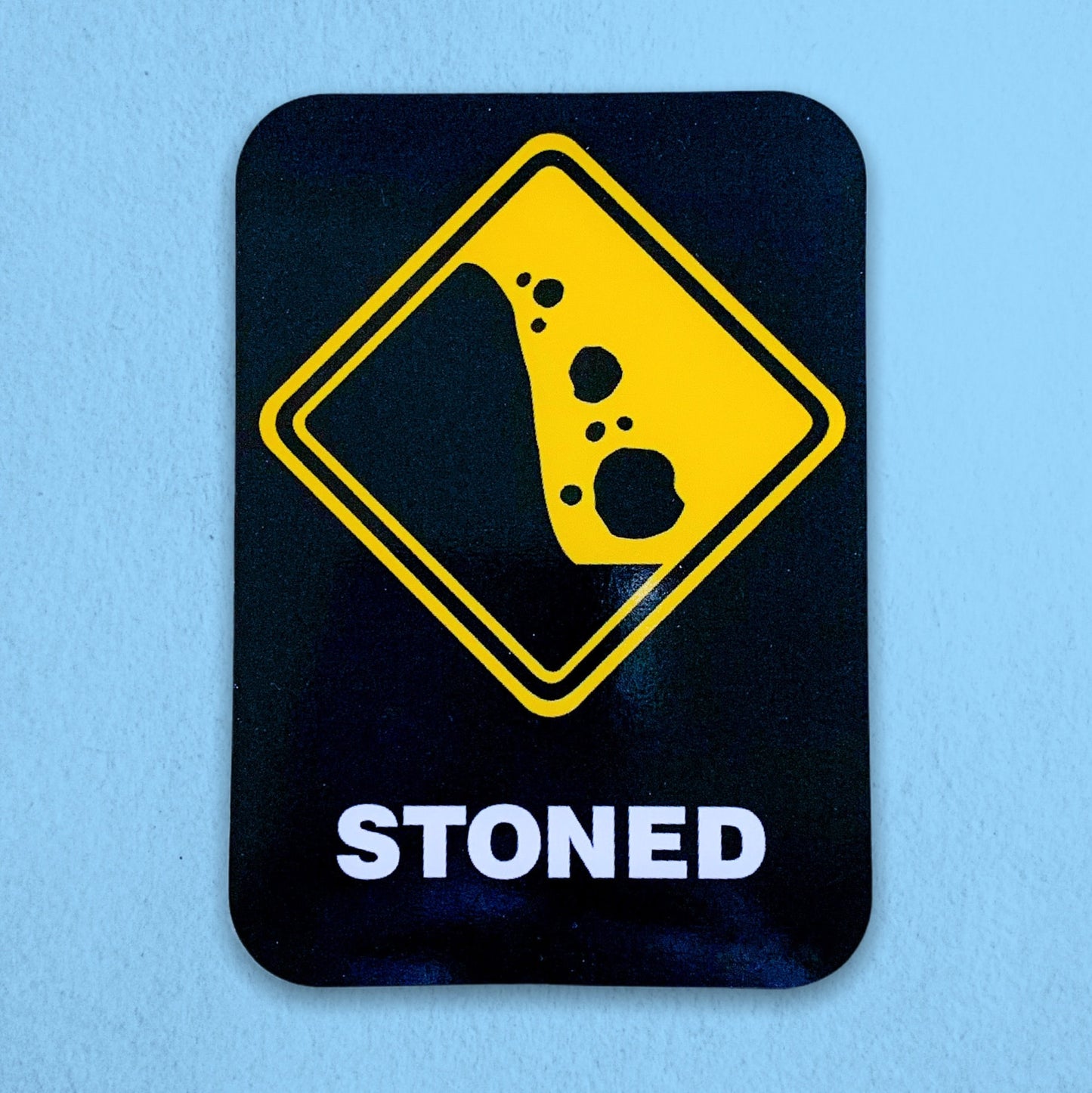Vintage 2000s Stoned Hazard Sign Vinyl Sticker